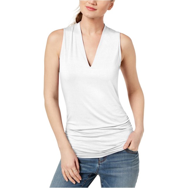 INC - Camiseta sin mangas para mujer, color blanco, talla mediana I-N-C Camiseta sin mangas