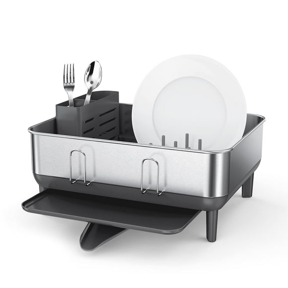 Estante para secar platos Simplehuman, compacto, con caño giratorio para cocina