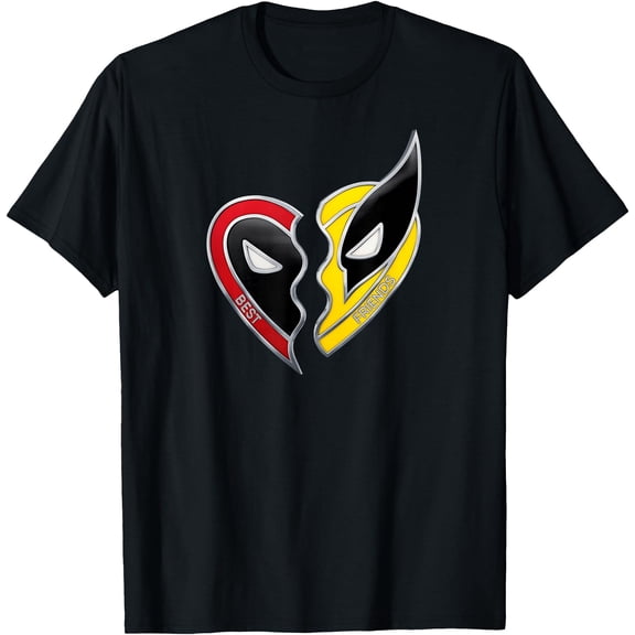 Deadpool & Wolverine Best Friends Heart Charm DTG Print Unisex T-Shirt