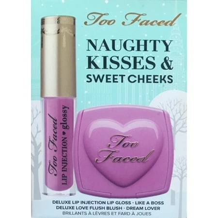 Too Faced Naughty Kisses & Sweet Cheeks 2-Piece Set, Deluxe Lip Injection Like A Boss, & Blush Dream