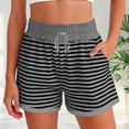 thumbnail image 2 of Womens Loose Striped Shorts Summer Casual Beach Shorts Comfortable Elastic Waist, 2 of 4