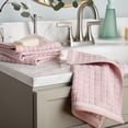 thumbnail image 2 of TOWN & COUNTRY EVERYDAY 4-Piece Textured Windowpane Washcloth Set, 13"x13", 100% Cotton, Plush & Absorbent 550GSM, Blush, 2 of 6