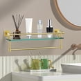 thumbnail image 3 of Bathroom Glass Shelf with Full-coverage Railing, Floating Tempered Glass Bathroom Wall Shelf Rectangle 24 Inch Over The Toilet Storage Cabinet, Towels, Gaming Floating Shelves, Bathroom Accessories, 3 of 7