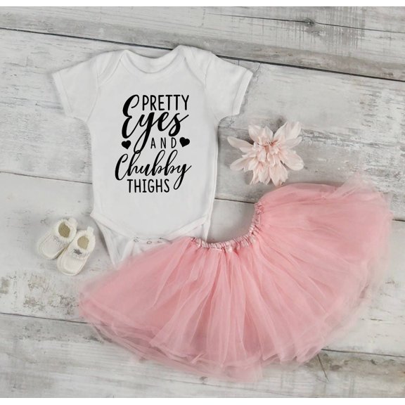 Pretty Eyes And Chubby Thighs - Funny Baby Onesie - Funny Baby - Funny Onesie - Funny Girl Onesie - Funny Boy Onesie - Baby Shower Gift Cool Baby Clothing, BABY BODYSUIT LAT 4424