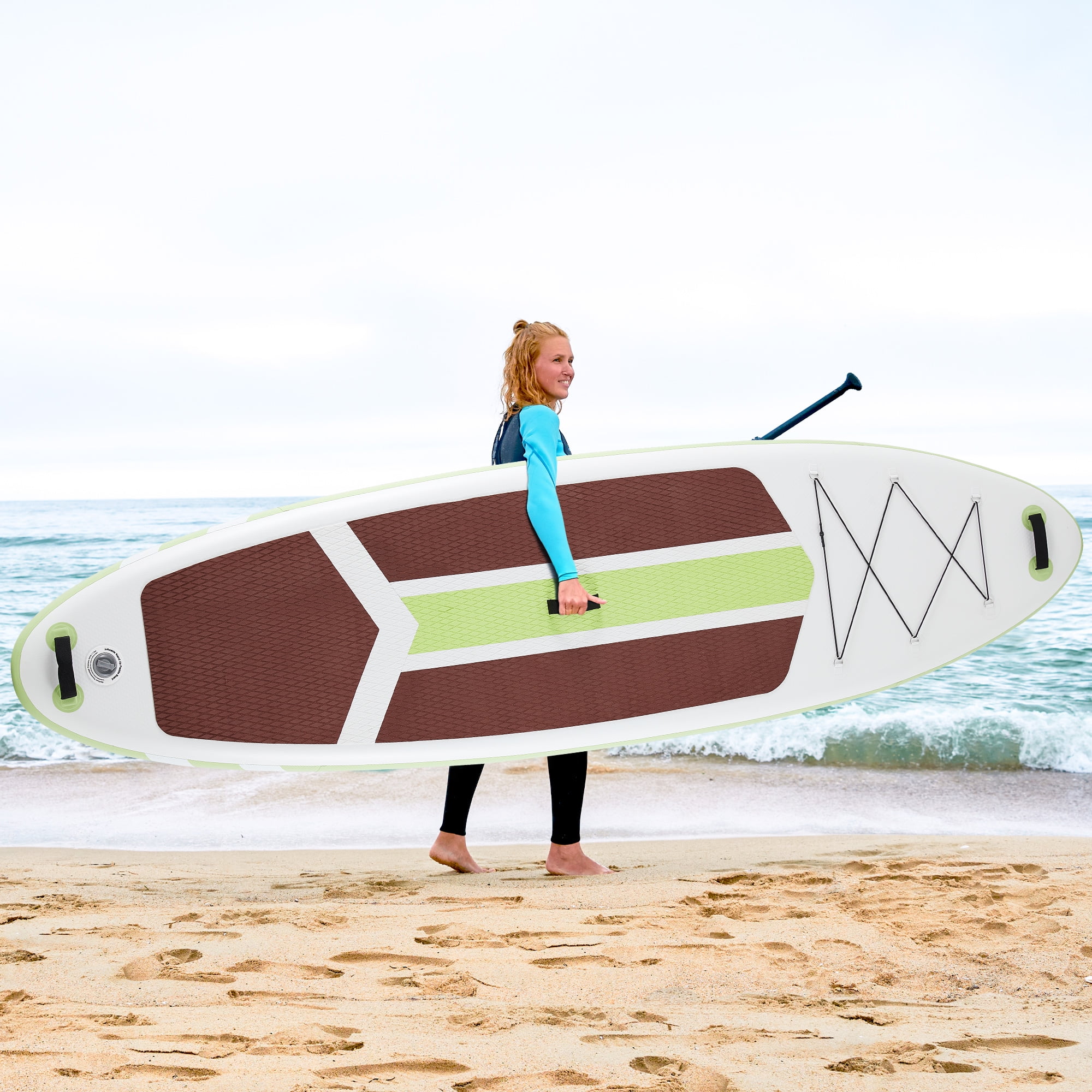 MCQ Inflatable Stand Up Paddle Board Durable Advanced Material and Complete SUP Accessories Non-Slip Deck, ﻿Brown and Gray