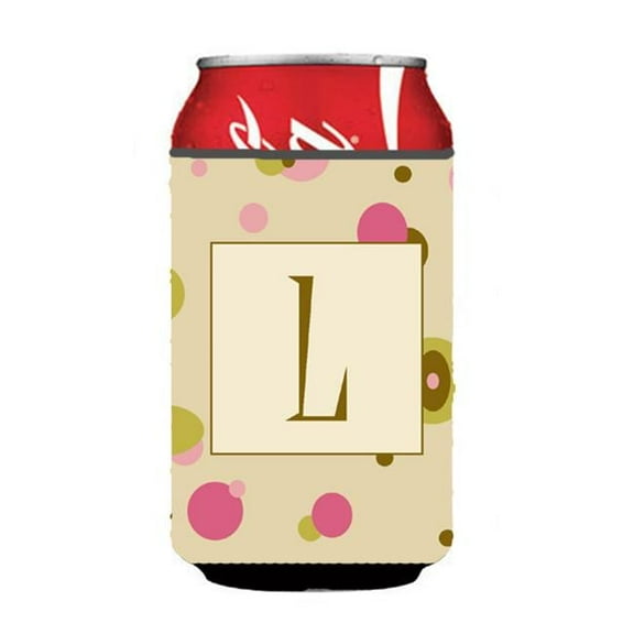 Letter L Initial Monogram - Tan Dots Can or Bottle  Hugger