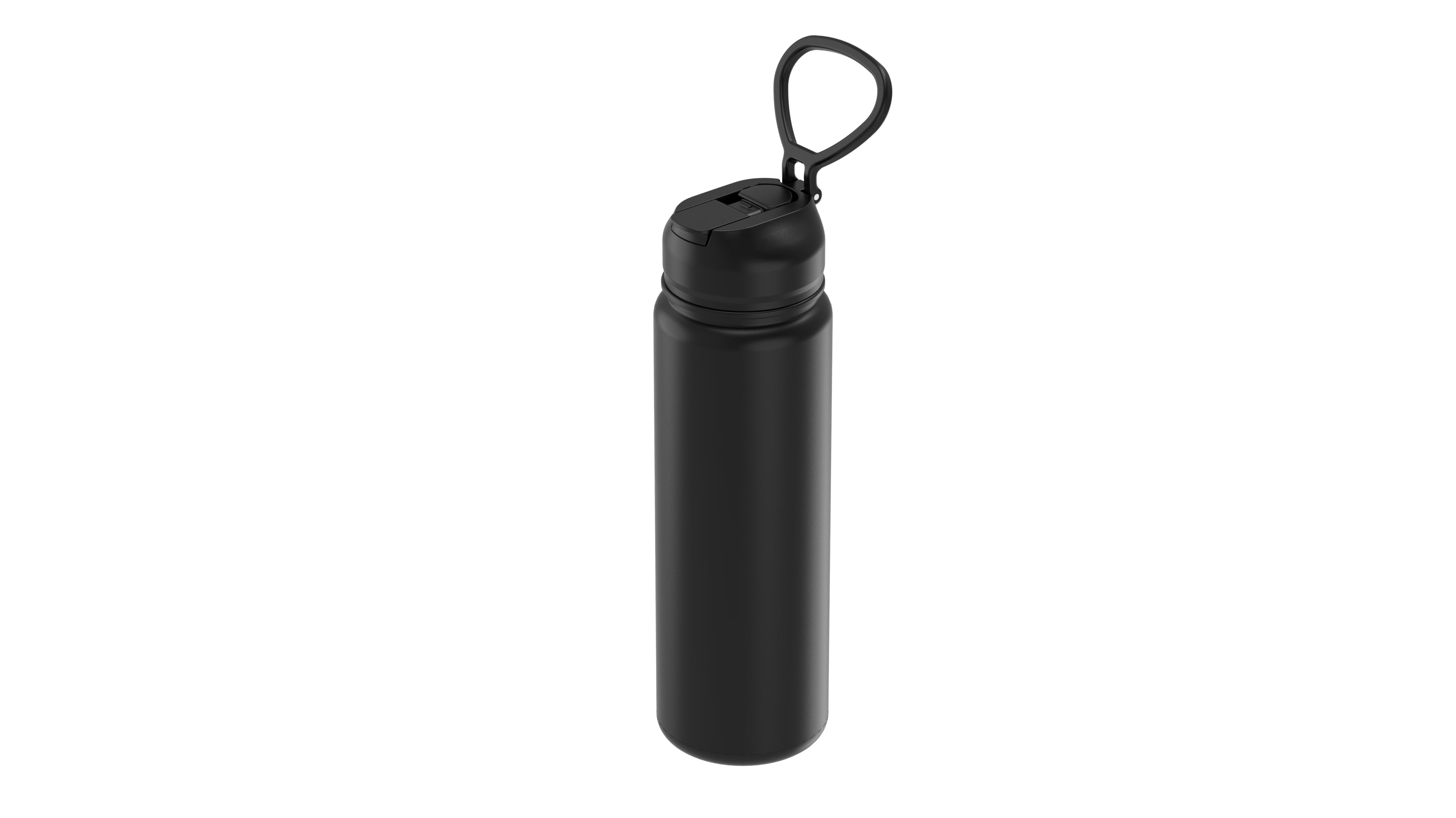 Mainstays 24 oz Stainless Steel Double Wall Water Bottle with Straw Lid, Black