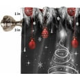thumbnail image 2 of Christmas Tree Kitchen Curtains and Valances Set, Rod Pocket Curtains Tier Farmhouse Window Curtains 36 Inch Length, Xmas Silver Leaves Snowflake Red Ball 3 Piece Kitchen Curtains Set, 2 of 6
