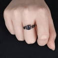 thumbnail image 2 of Vintage Oval Blue Sandstone Engagement Ring in 14K Black Gold Vermeil- Promise Ring, 2 of 6
