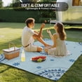 thumbnail image 4 of Blue Floral Outdoor Rug for Patio/Deck/Porch, Non-Slip Large Area Rug 5 x 8 Ft, Farmhouse Abstract Country Flowers Art Indoor Outdoor Rugs Washable Area Rugs, Reversible Camping Rug Carpet Runner, 4 of 8