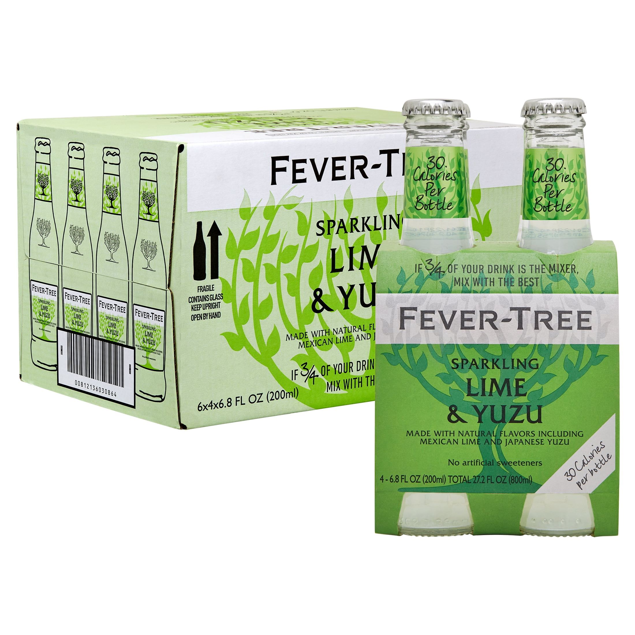 FeverTree Sparkling Lime & Yuzu Glass Bottles, No Artificial