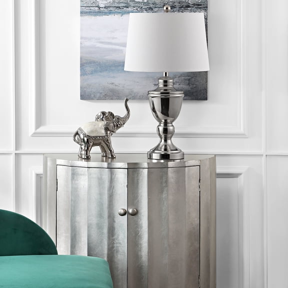 SAFAVIEH Ressa 27 in. H Modern Glam Table Lamp, Polished Nickel