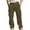 Army Green, variant on Men's Cotton Linen Cargo Pants Multi-Pocket Wide Leg Casual Trouser Button Down Lightweight Jogger for Beach