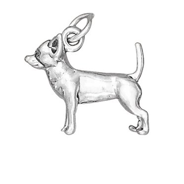 Tiny Sterling Silver 3D Chihuahua Dog Charm - Mini 925 Silver Pendant For Jewelry Making