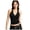 Black, variant on Women's Leopard Print Ruched Halter Crop Tops V Neck Tie Back Sleeveless Slim Fit Cami Tops (Yellow, XXL)