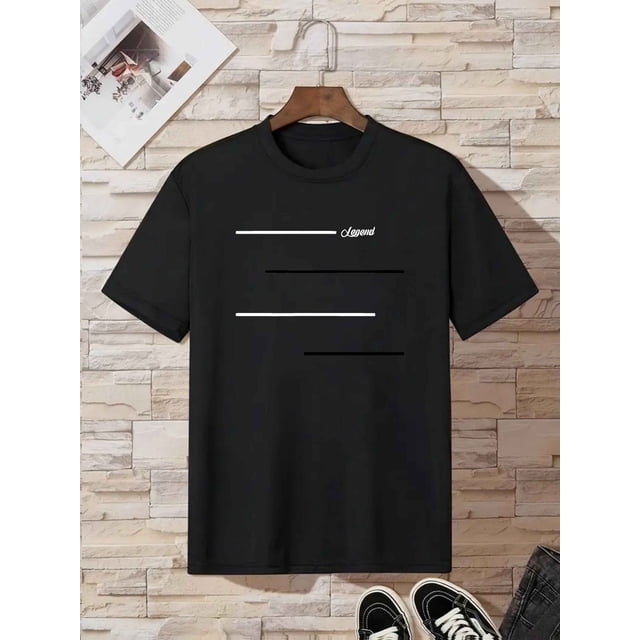 Boys' Cotton T-Shirt - Blank White Casual Summer Tee with Black Letter Print, Round Neck, Regular Fit, Soft & Breathable Fabric for Youngsters, Tween Boy Clothes