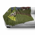thumbnail image 3 of Cartoon Soft Flannel Fleece Throw Blanket, Farm Warehouse Grass Fences Cow Alien Abduction Funny Comics Image Artwork Print, Cozy Plush for Indoor and Outdoor Use, 50" x 60", Multicolor, by Ambesonne, 3 of 6
