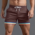 thumbnail image 2 of Xdzjlr Running Shorts For Men,Summer Solid Color Rainbow Pocket Drawstring Straight Beach Leisure Running Shorts For Men, 2 of 5