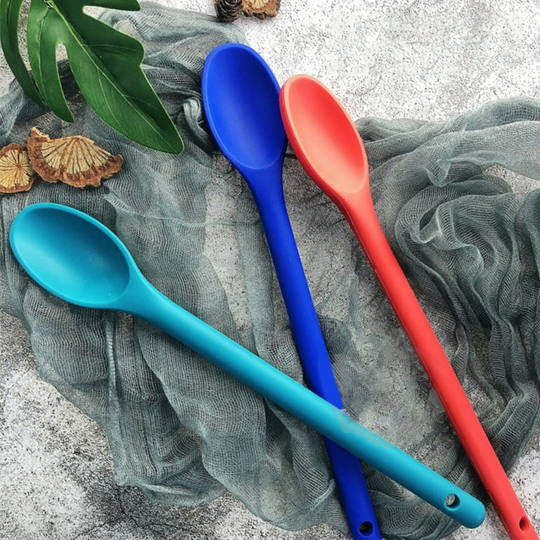 Walbest Boutique Silicone Mixing Spoon Long Handle Nonstick Kitchen Spoon,  Silicone Serving Spoon Heat-resistant Stirring Spoon for Kitchen Cooking