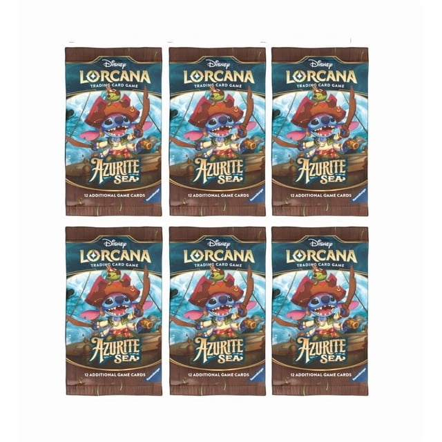 6 Packs Lorcana 12 Card Booster Pack Lorcana Azurite Sea