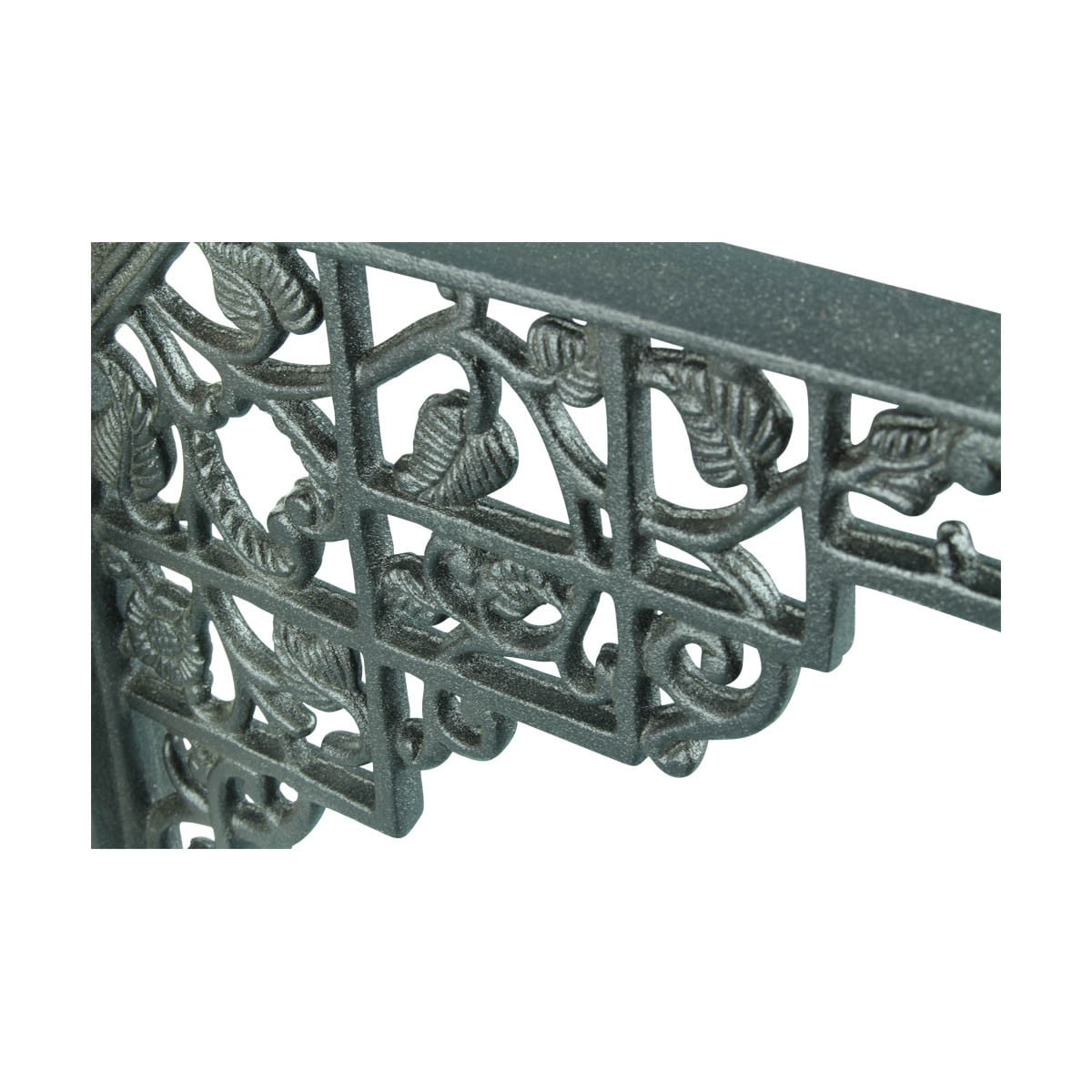 Renovators Supply Floating Shelf Brackets Pair 7" x 8-3/4" Black Aluminum Floral Design Brackets for Shelves w/Screws