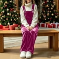 thumbnail image 6 of Bovxnpu Womens Velvet Overalls Wide Leg Bib Overall Jumpsuits Suspender Cargo Winter Casual Pants, 6 of 8