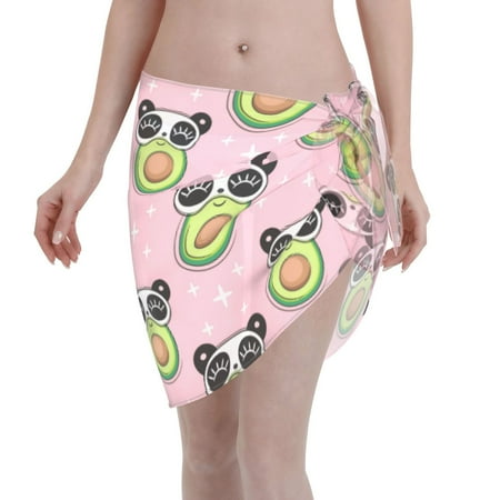 Ocsxa Panda Avocado Print Sarong Coverups For Women Bathing Suit Wrap Swimsuit Skirt Beach Bikini Cover Up Swimwear