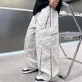 thumbnail image 3 of OGLCCG Boys Parachute Cargo Pants High Waisted Baggy Casual Y2K Trouser Kids Wide Leg Hip Hop Streetwear Joggers with Multi Pocket 5-15 Years, 3 of 7