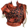 thumbnail image 1 of Silver Fever Pashmina - Jacquard Paisley Shawl - Stylish Scarf - Double Sided Wrap (Metallic Turquoise), 1 of 2