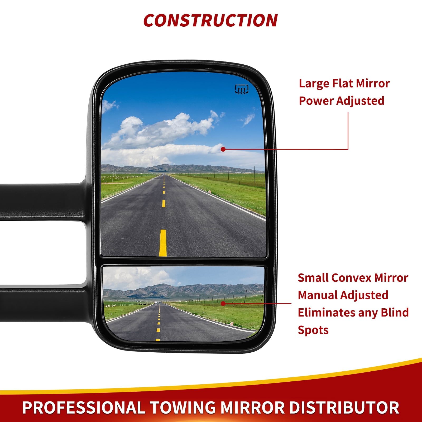 LEDKINGDOMUS Power Heated Towing Mirrors for 2014-2018 Silverado Sierra 1500/2015-2018 2500HD 3500HD, Telescopic Manual Fold, Switchback Turn Signal Running Lights, Plug & Play Installation (Black)