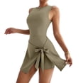 thumbnail image 4 of ClodeEU Women's 2 in 1 Yoga Tennis Dress with Built in Shorts ,Slim Fit Athletic Dress with Tie Khaki,Womens Plus M, 4 of 8
