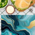 thumbnail image 3 of AshasdS Teal and Gold Marble Design Linen Table Mats Set of 4 12x18 inch for Spring Summer Home Table Decor, 3 of 5