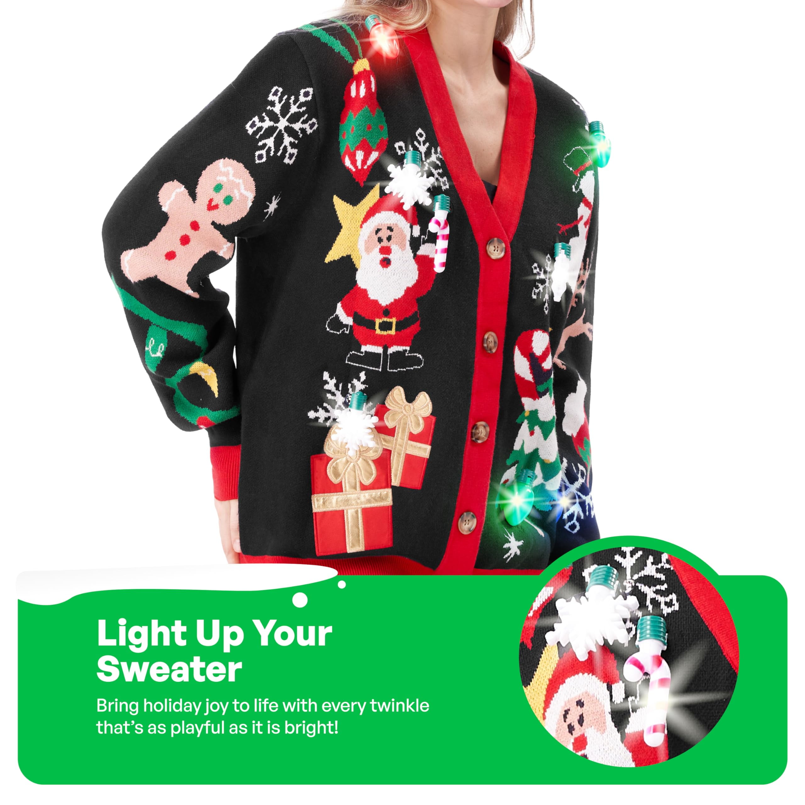 Joyfy Ugly Christmas Sweater Dress Women, LED Light Up Ugly Sweater, Women Christmas  Sweater with Light Bulbs, Cute Funny Black Glowing Christmas Dress for  Women (M, Black) - Walmart.com