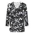 thumbnail image 4 of Drovellove Women's Casual Print 3/4 Length Sleeve Blouse with V Neck - Loose Fit Top for Home or Work, 4 of 7