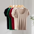 thumbnail image 4 of Shadowsong Women's Tencel U-Neck T-Shirts, Green, Size L, 4 of 16