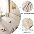 thumbnail image 5 of HUGNEO 71"x118" Chenille Sofa Cover, Non Slip Soft Tassel Couch Cover, Machine Washable Furniture Protector for Kids Pets, Beige, 5 of 11