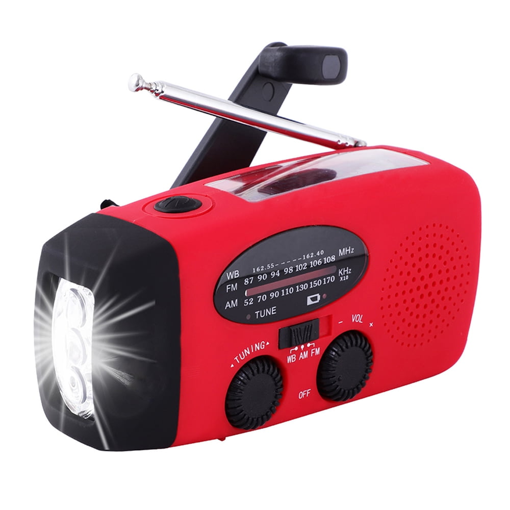 Amiluo Radio d'urgence 10 000 mAh, radio solaire AM/FM/NOAA à manivelle