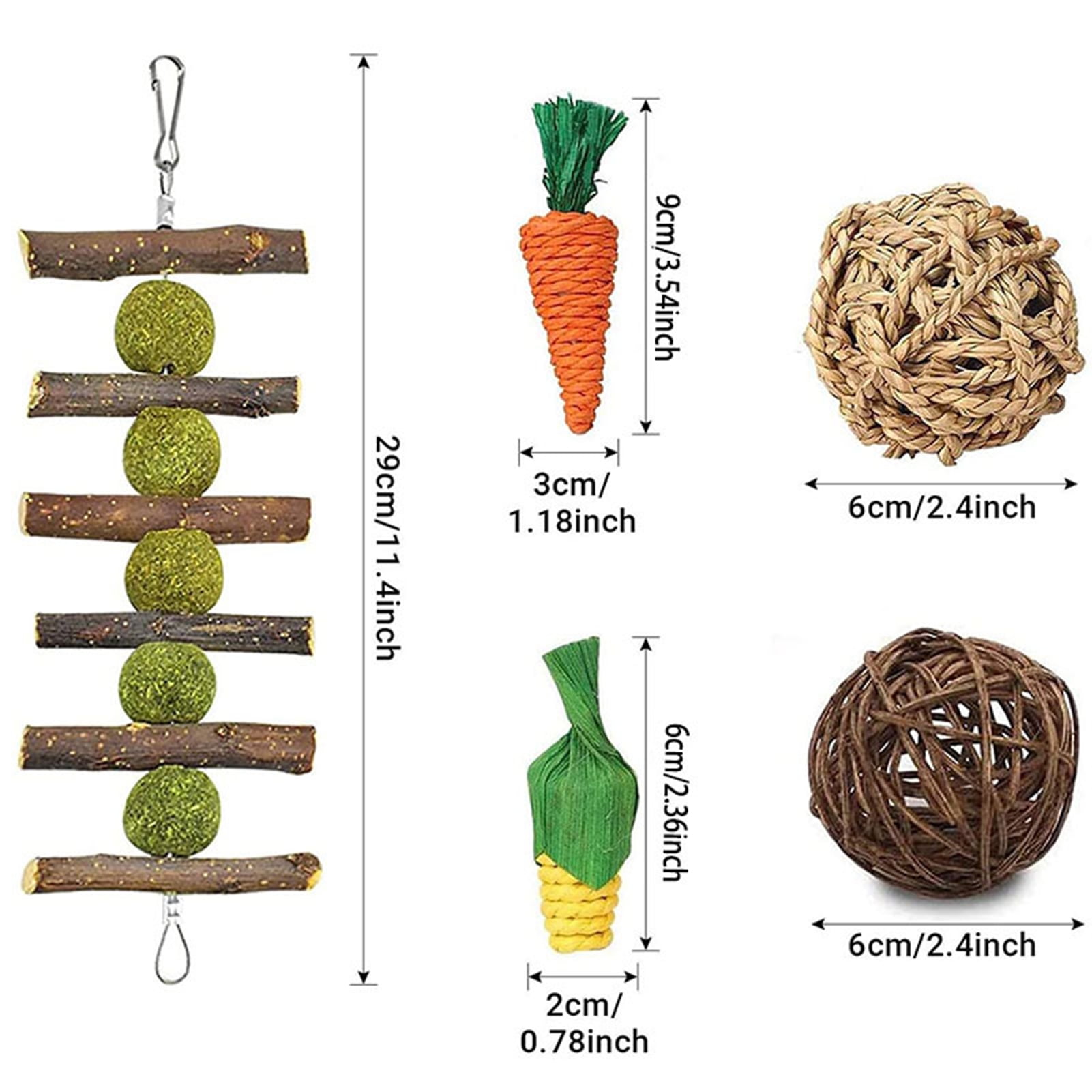 DOPI 9Pcs/Set Hamster Chew Toys Timothy Hay Balls Teeth Grinding Natural Small Animal Play Chew Toys Pet Supplies