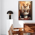 thumbnail image 4 of Chihuahua Gift Wall Art, Cute Dog Sitting on The Toilet Reading a Newspaper Bathroom Poster for Dog Lover, Humor Animals Bathroom Canvas Prints, Bathroom Wall Decor, 4 of 5