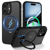 GAOBAO Designed for iPhone 17 Case with Magnetic Stand [Drop Protection] [Compatible with MagSafe] Shockproof Translucent Matte Slim Phone Cover 6.3", Black