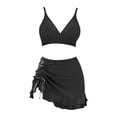 thumbnail image 4 of ClodeEU Women's Sheer Mesh Patchwork Drawstring Bikini Set,Modest Two Piece Swimsuit Black^,Womens Plus L, 4 of 8