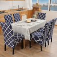 thumbnail image 3 of Stretch Dining Chair Slipcovers, XL/Oversized Removable Washable Soft Spandex Extra Large Dining Room Chair Covers for Kitchen Hotel Table Banquet Geometric Print (4 Per Set, Navy Blue), 3 of 7