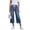 Blue, variant on Bloomae Capris Jeans for Women Trendy Wide Leg Capri Pants Drawstring High Waisted Pull On Elastic Waist Summer Stretch Denim Jeans with Pockets Light Blue M