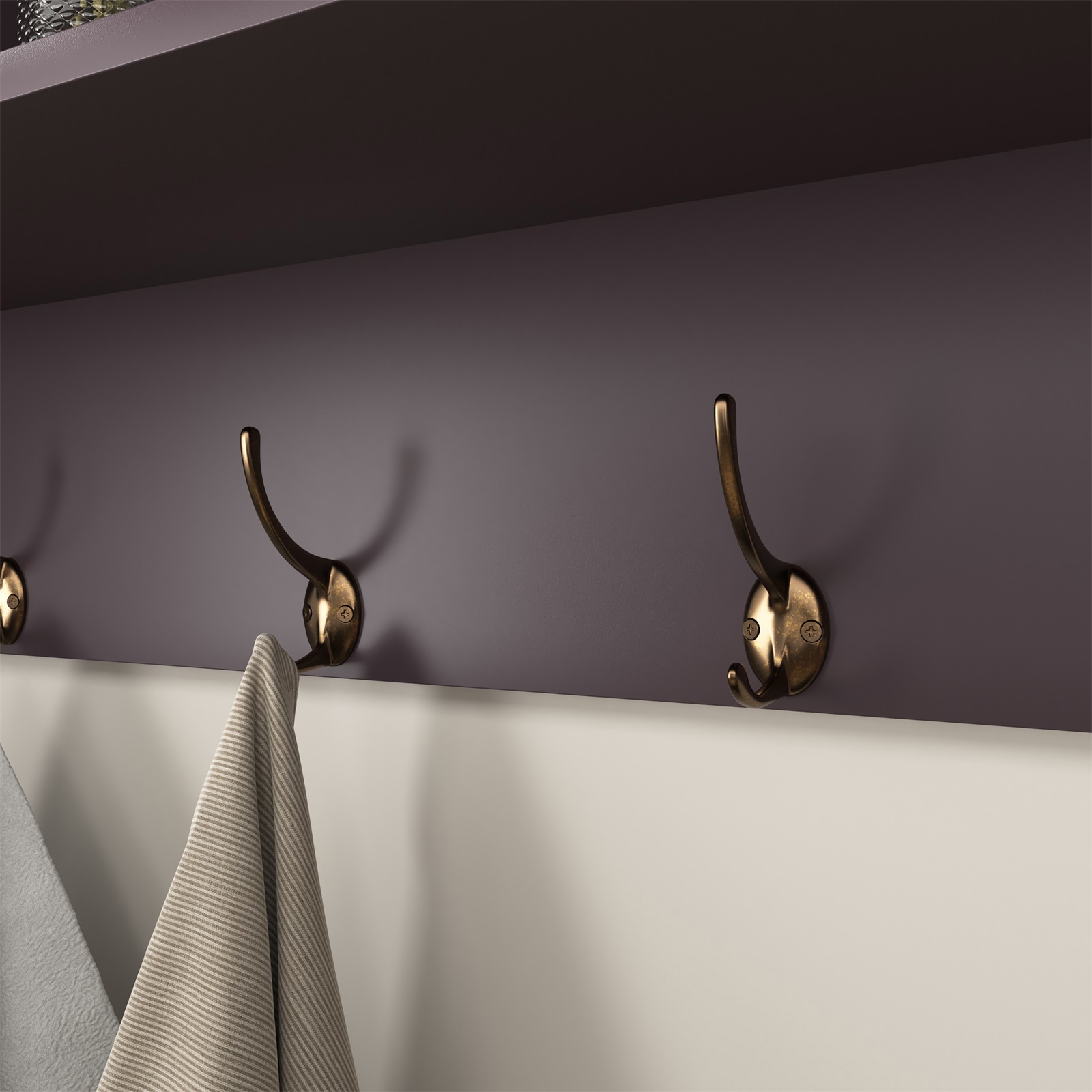 Hommoo Wall-Mounted Storage Cabinet, Hanging Entryway Shelf Coat Rack, 3 Open Shelves& 4 Dual Hooks, Espresso