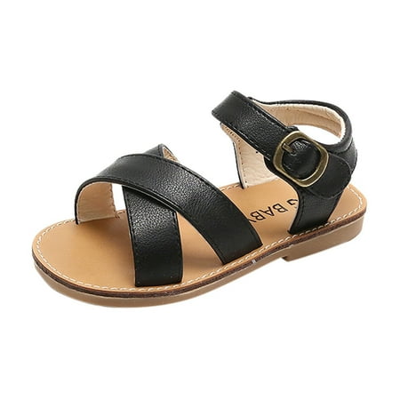 

Tengma Toddler Sandals Beach Sandals Girls Open-Toed Shoes Kids Non-slip Children Princess Soft-soled Girl s shoes Kid Shoes （Black Size: 30）