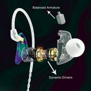 BASN MMCX Triple Driver in-Ear Monitors with Rich Bass, HiFi Stereo IEM Earphones with Upgraded Detachable Cables for Audiophiles Musicians (Purple Aurora)