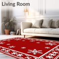 thumbnail image 2 of ODIKA 4'x6' Machine Washable Non-Slip Area Rug, Snowflake Tapestry Patterned with Interwoven Festive Borders High Traffic Rug with Pad, Red, 604203, 2 of 8