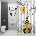 thumbnail image 4 of Bees Dwarf Shower Curtain for Bathroom Decor, Springs White Daisy Branch Flower Plant Waterproof Fabric Shower Curtain, 72"x96" Set with 12 Hooks, 4 of 9