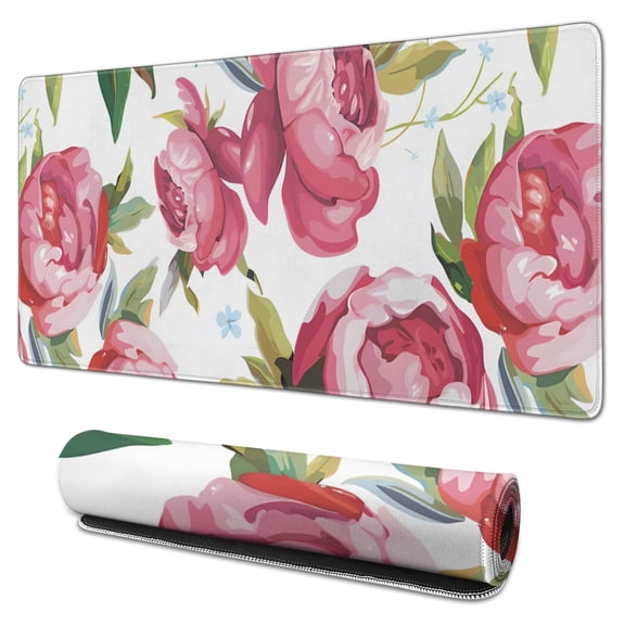 Shrubby Peony Flower Mousepad Gaming Pad Mouse Waterproof No Slip for Office Home Work Gaming Gifts Tables Mousepads Rubber Base Mousepad with Stitched Edges 35.4x15.7inches