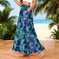 thumbnail image 2 of LWavelet Women Abstract Camo Print Maxi Skirt Elastic Waist With Pockets Casual Long Skirt Army Green S, 2 of 5